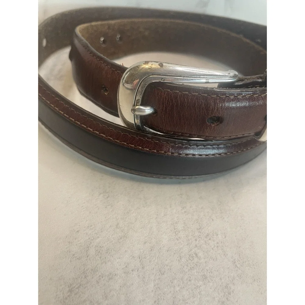 Men's Onyx by Brighton Golf Ornament Leather Belt Two-Tone Sz 42